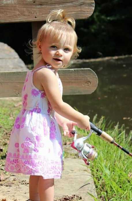 Aubree's first time fishing.