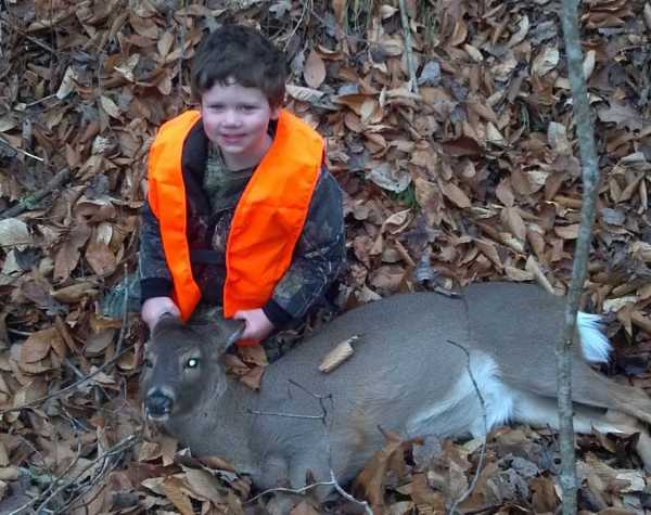 Three-year-old Gavin with his first deer.