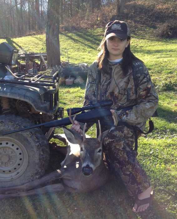 Katie Wine's 6-point buck from Braxton County, WV. Nice Hat too!